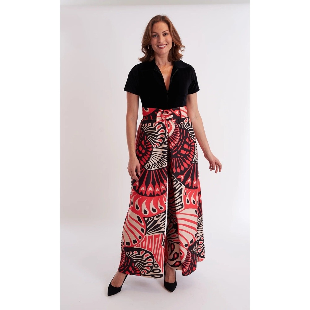 CK Bradley Womens Coulotte Jumpsuit in Paddle Party Medium M Velvet Crepe